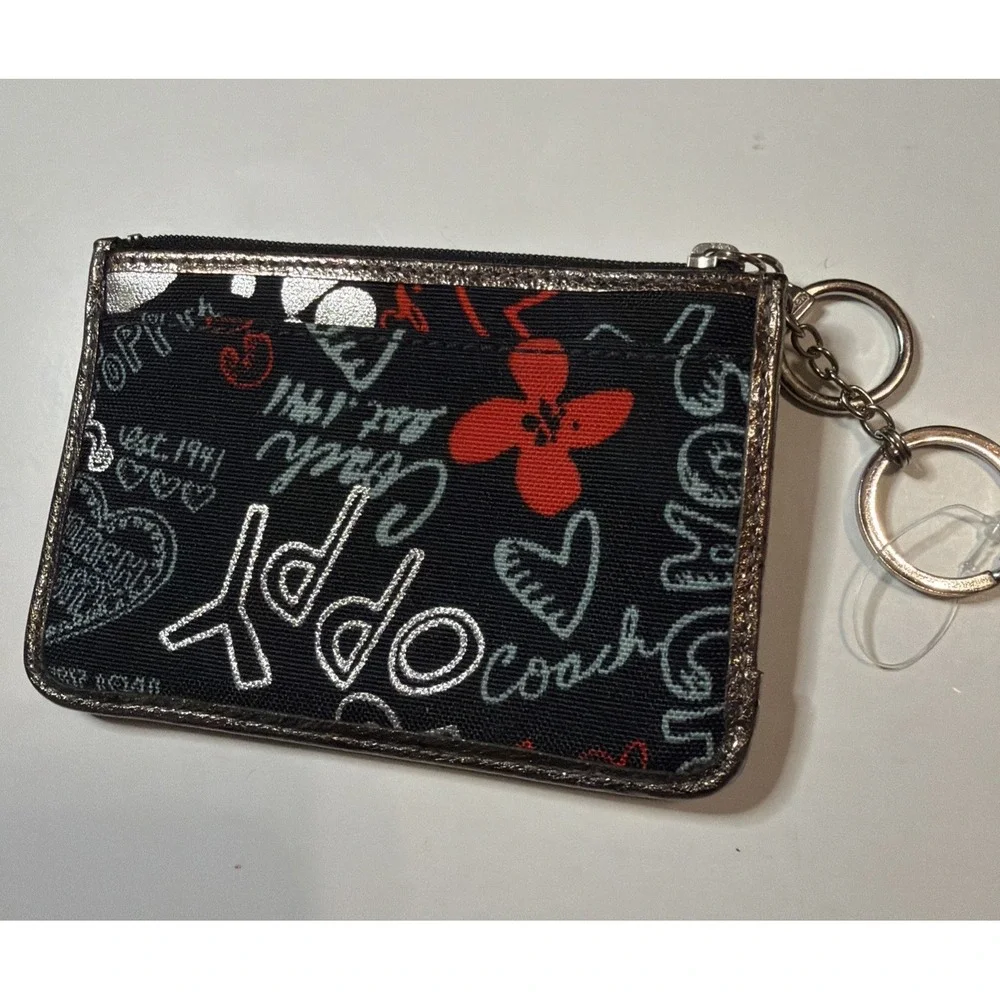 NWOT COACH Poppy Graffiti Small Keyring Coin Purse Limited